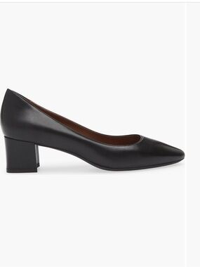 Aquatalia Pasha Black Leather Block Heel Pumps Size 8